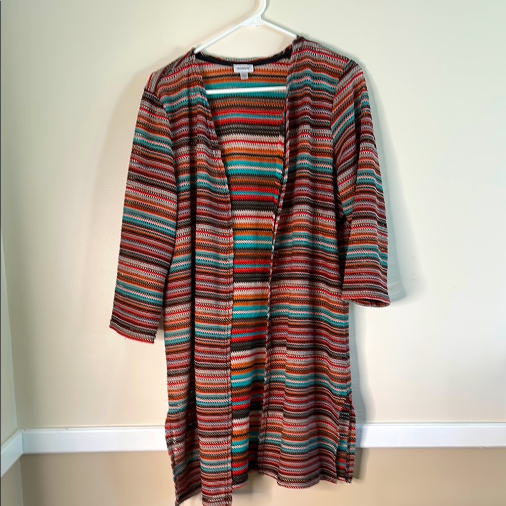 Colorful Striped Open Cardigan